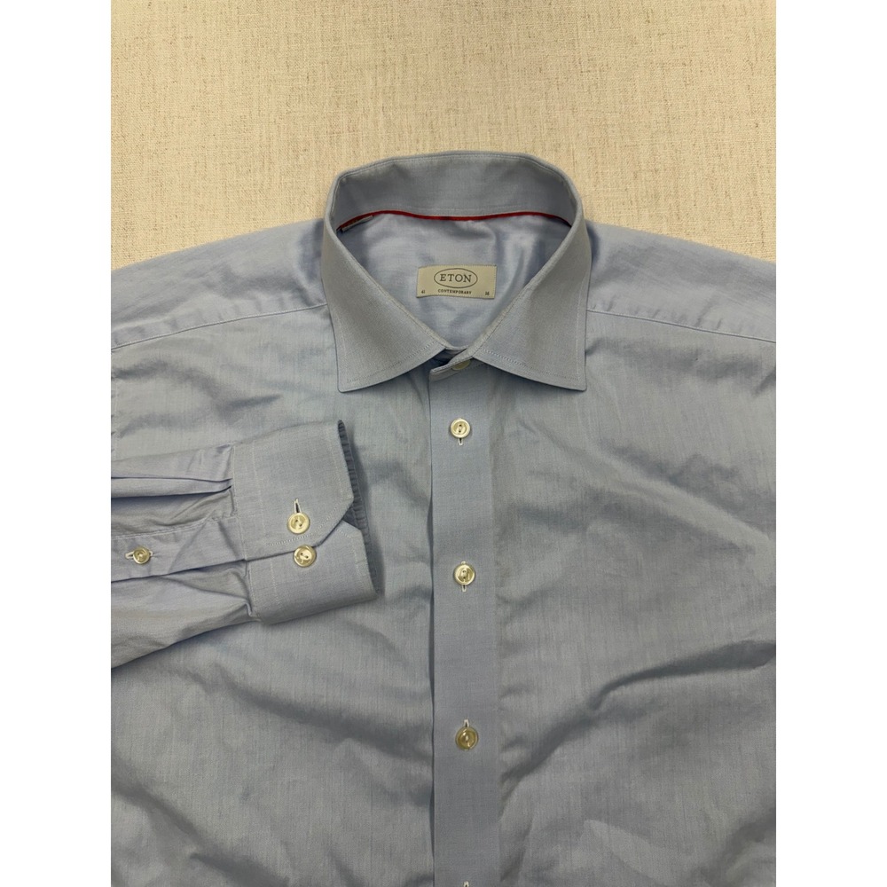 Eton Contemporary Fit Dress Shirt Light Blue Cotton 41 16 3000 79311 21